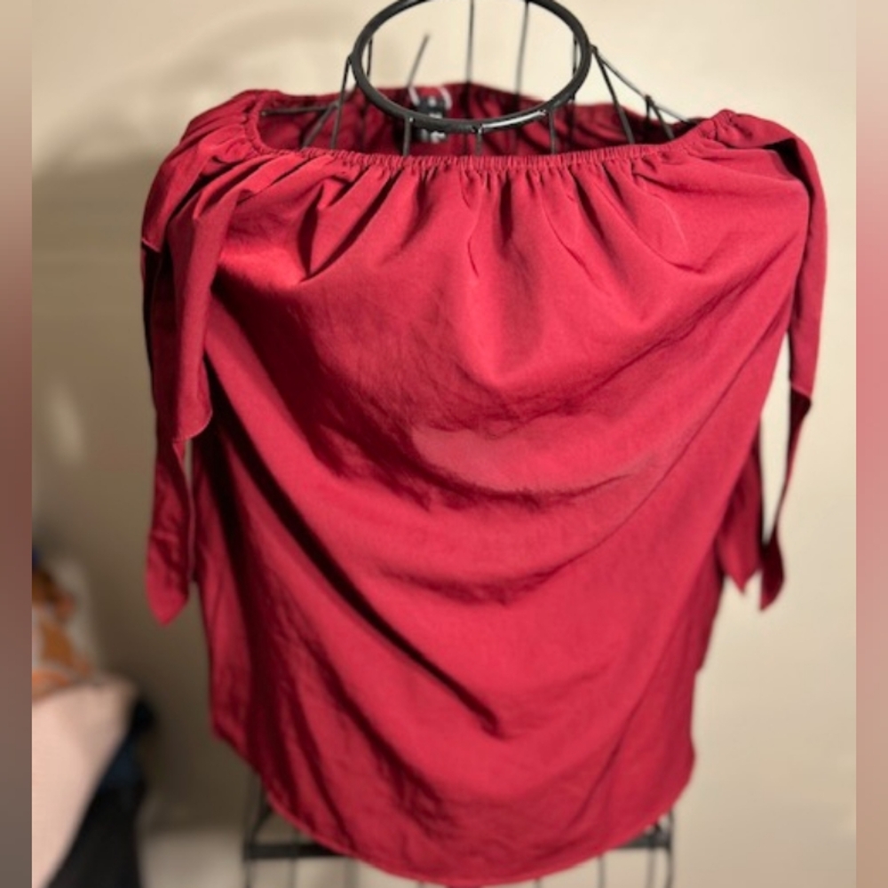 . NEW small womens shirt maroon  top blouse casual dress